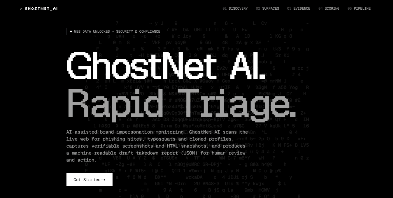 GhostNet AI landing page